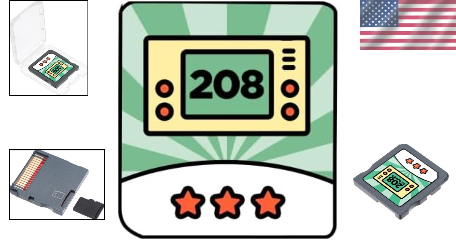 2025 Multilingual Retro Cartridge – 208 Games for DS Systems