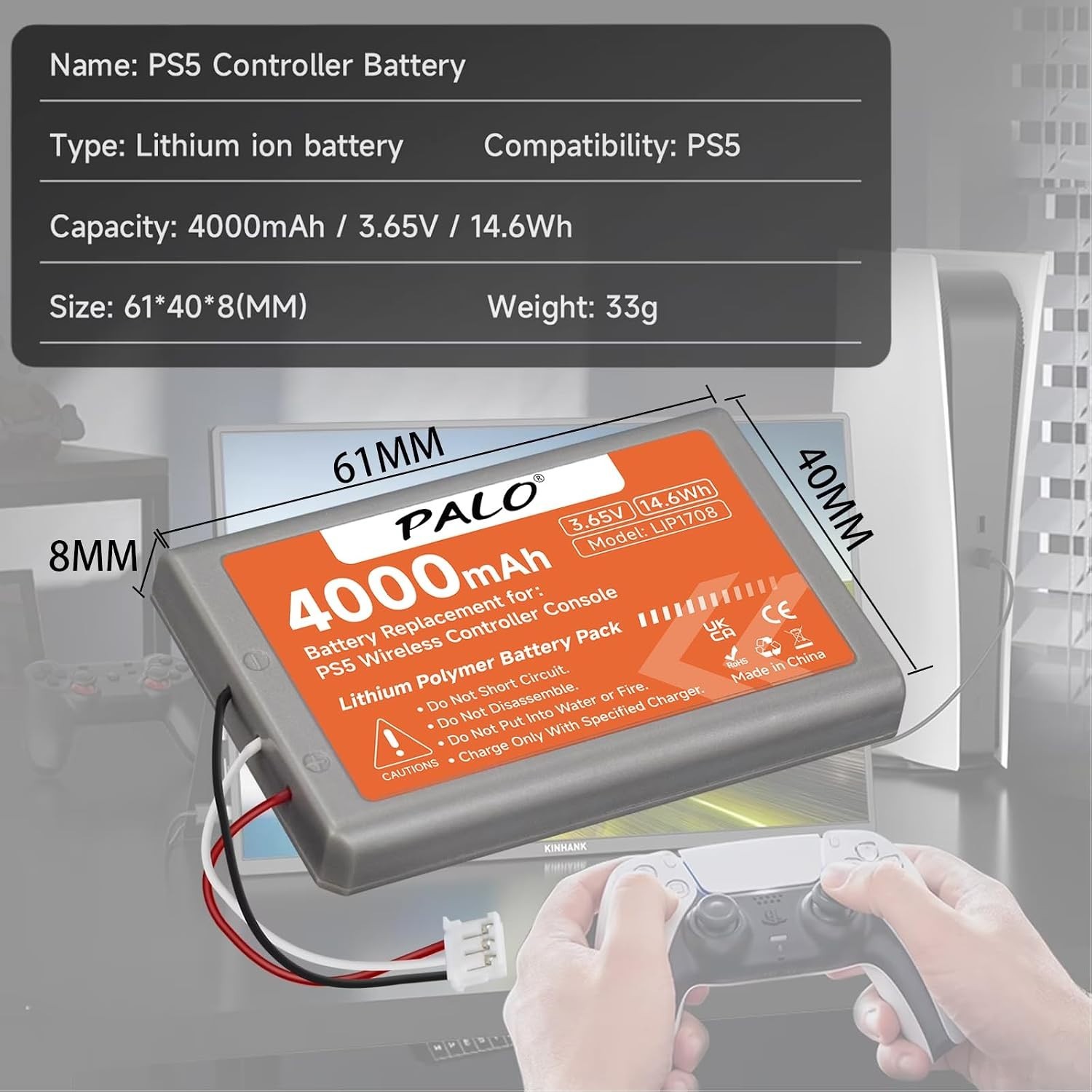 Ultimate PS5 Controller Battery – 4000mAh Lithium Polymer with Tools Included
