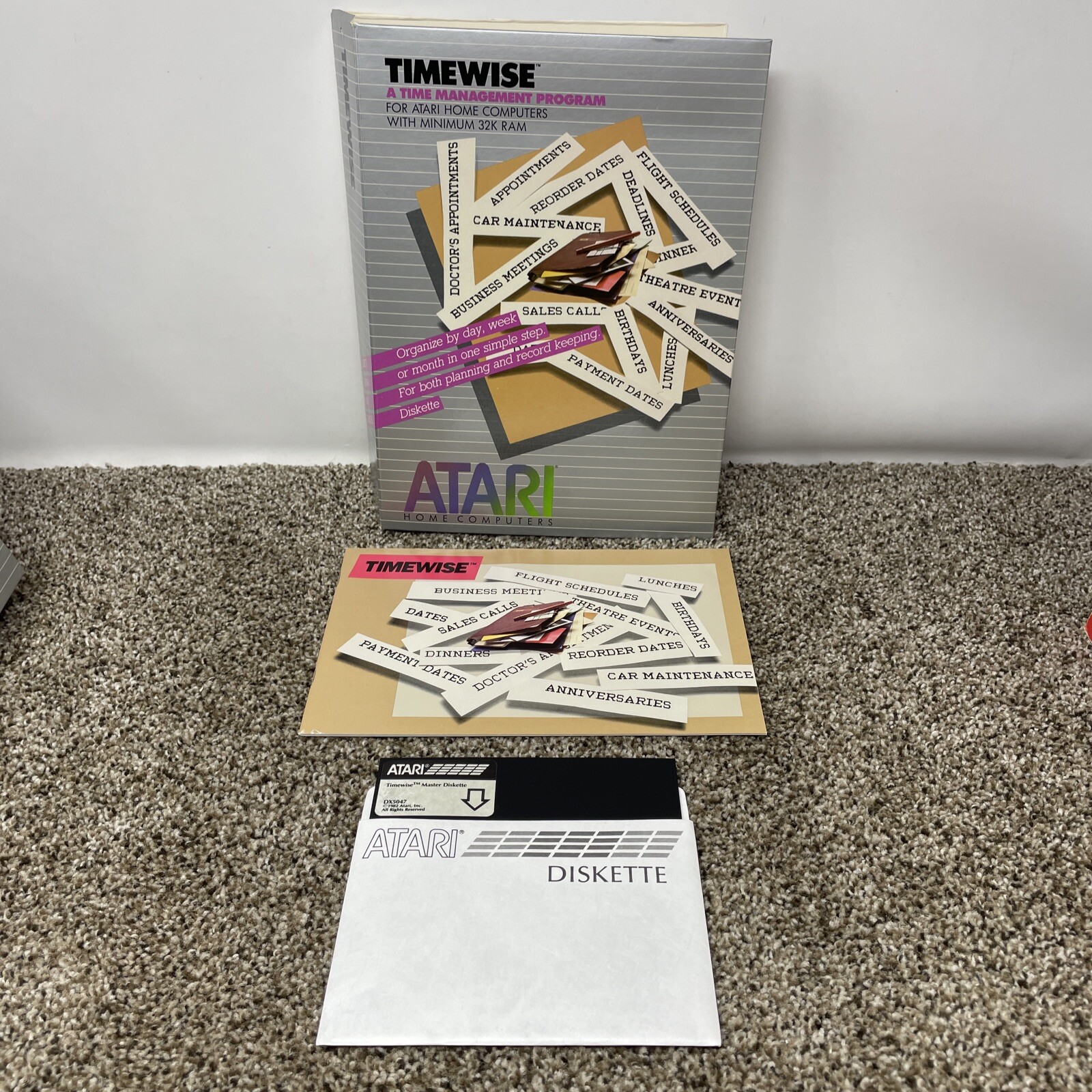 READ Atari 400 / 800 Timewise Productivity Software Complete in Box. DISK