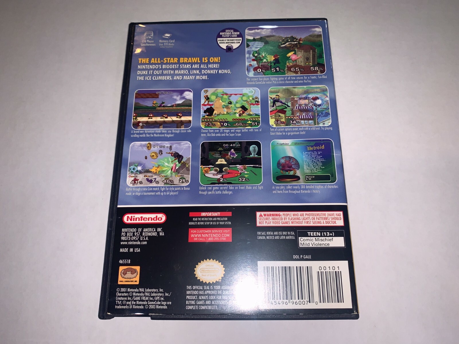 Super Smash Bros Melee (Nintendo GameCube, 2001) **CASE ONLY, NO GAME**
