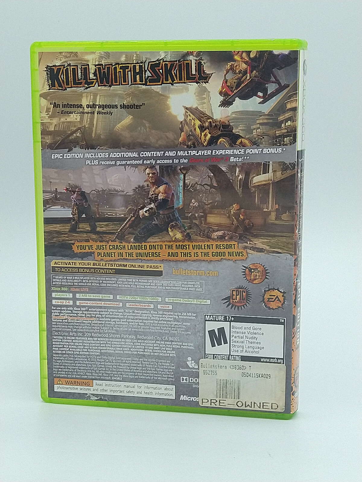 Bulletstorm Epic Edition Xbox 360 Game w/Manual Tested