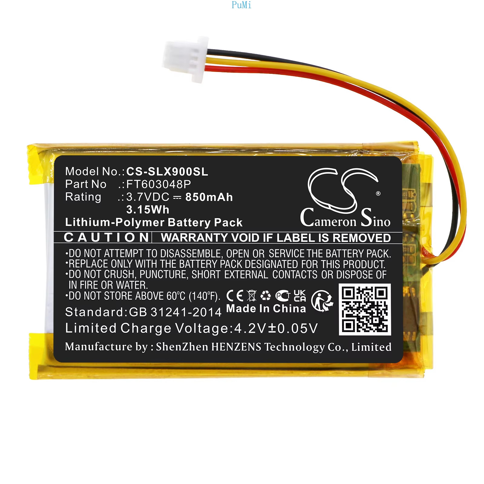 Cameronsino 3.7V 850Mah Replacement Wireless Headset Battery FT603048P for Steel
