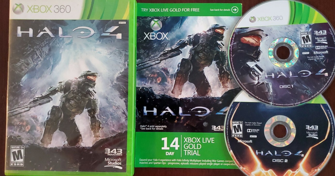 Halo 4 (2 Disc Set Microsoft Xbox 360, 2012 343 Industries) Complete VGC