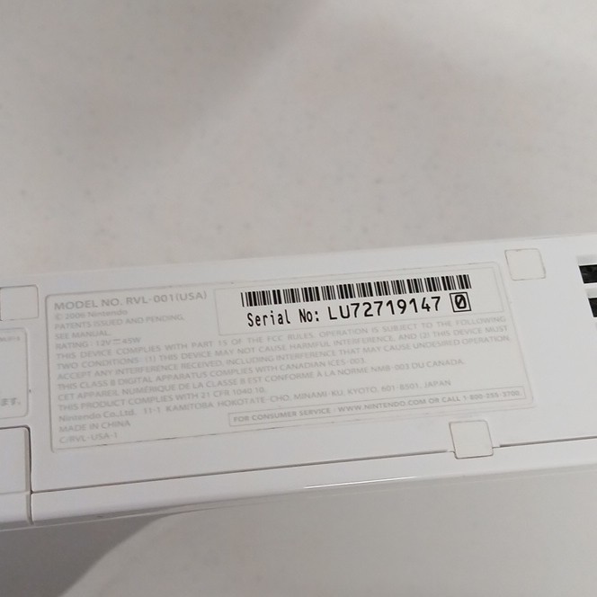 Nintendo Wii RVL-001 (USA) White Console NTSC-U/C Backward Compatible 480p