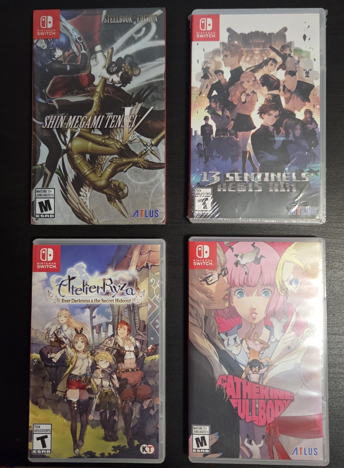 Nintendo Switch games (Sealed 13 Sentinels, SMT 5, Catherine, Atelier Ryza)