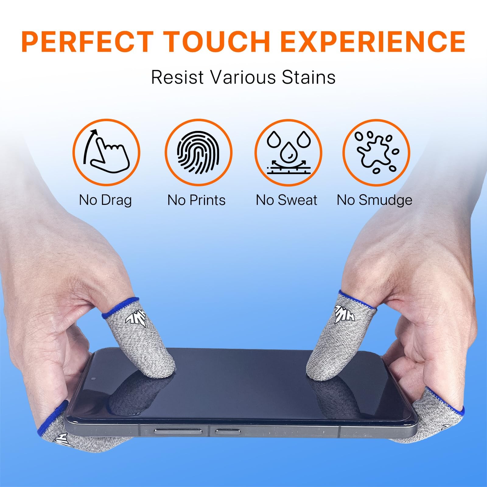 Ultra-Thin Silver Fiber Gaming Finger Sleeves,White Thumb Sleeves Gaming Cots…