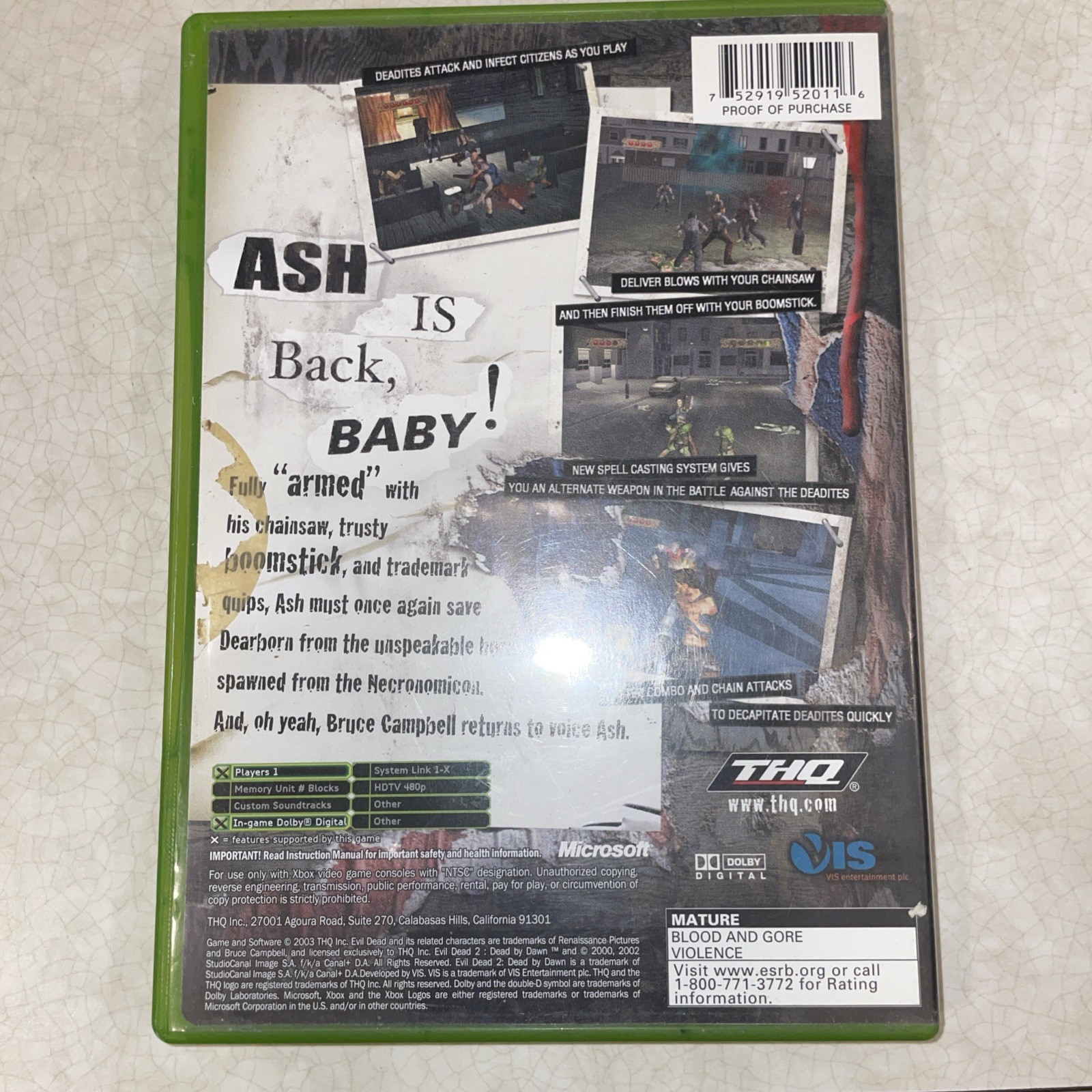 Evil Dead: A Fistful of Boomstick Xbox 2003 Complete Action Game Cib Tested