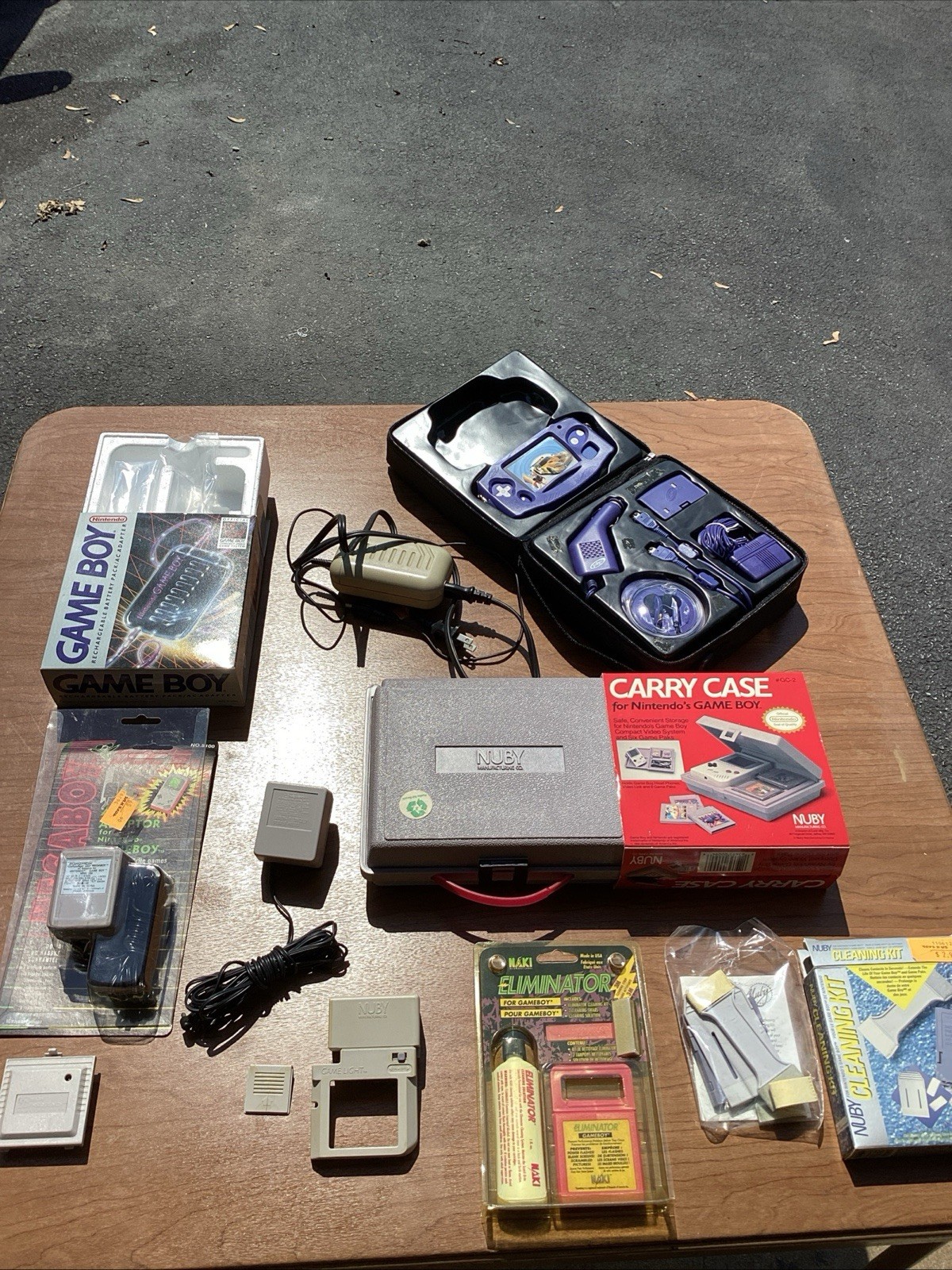 Game Boy Rechargeable Battery Pack Lot Cleaning Kit Case Light Nuby Docs VTG