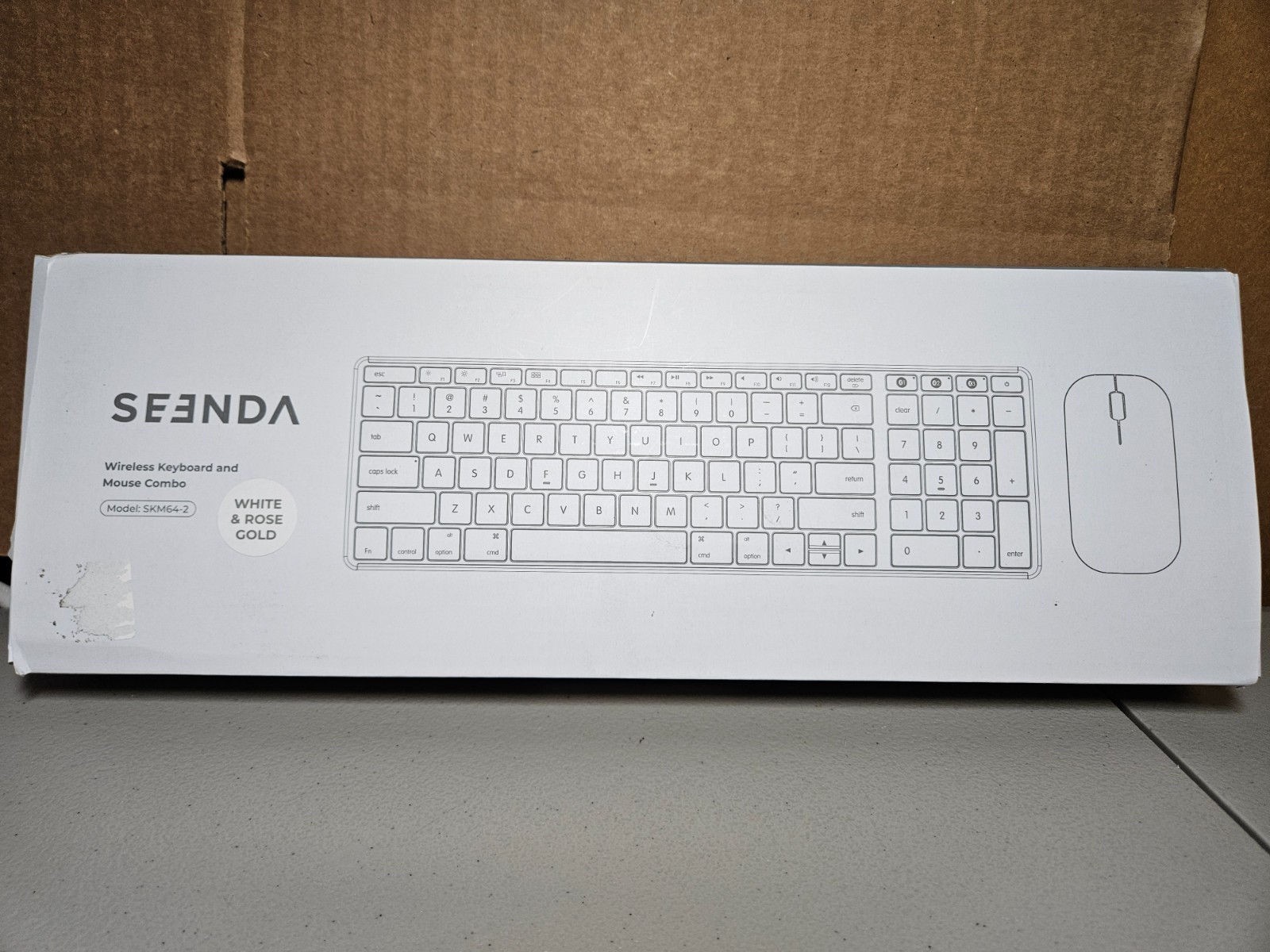 Seenda Wireless Keyboard Mouse for Mac, Multi-Device White Rose Gold New SKM64-2