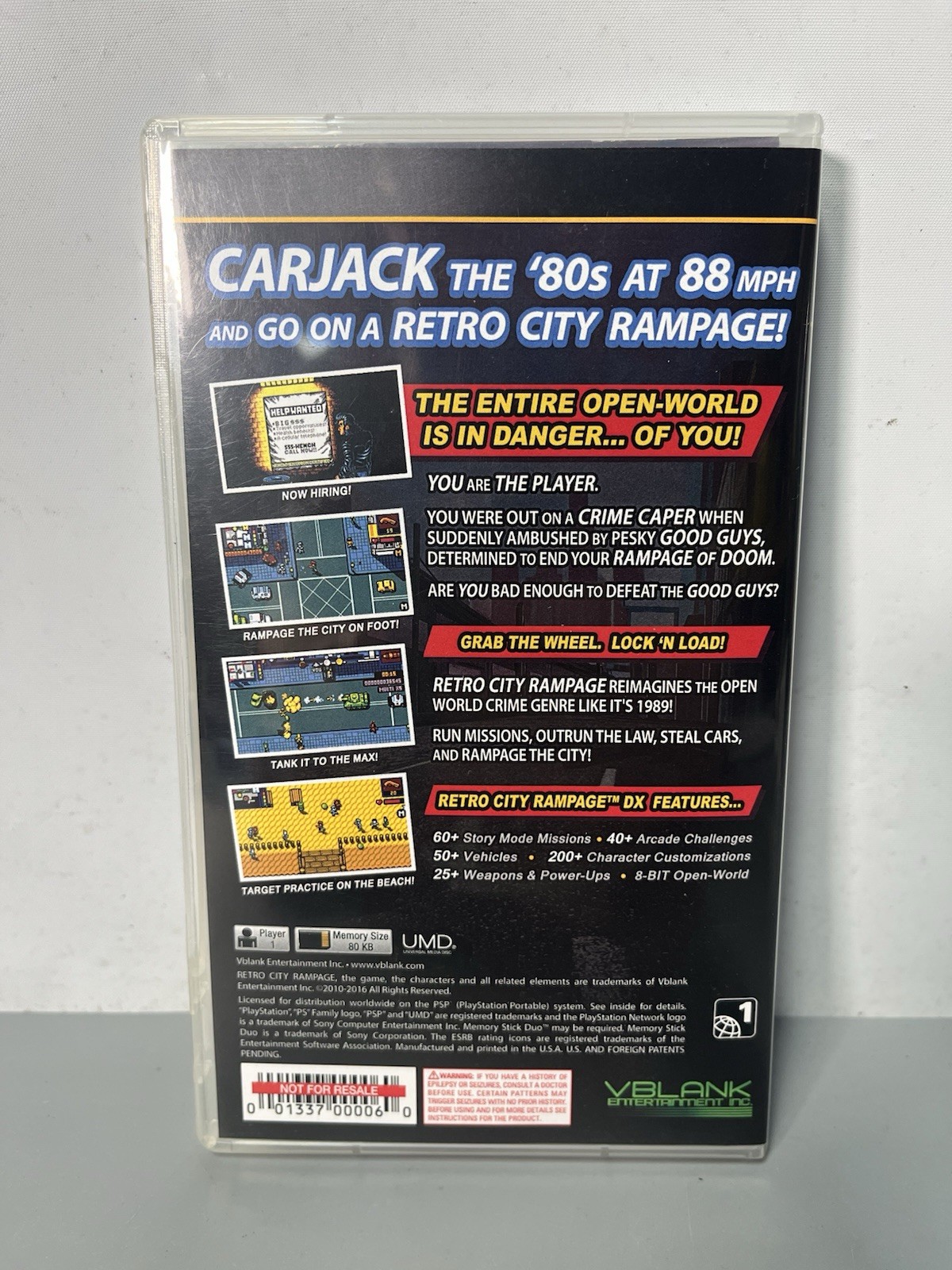 Retro City Rampage DX VBlank PlayStation 4 PS4 and PSP Portable Case