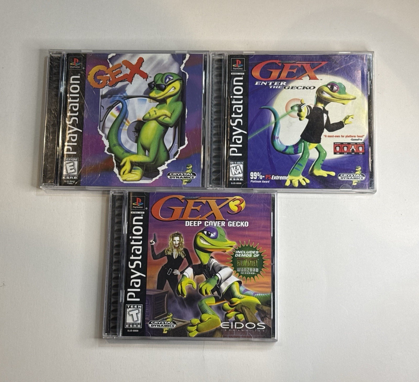 3 Game PS1 Gex Lot: Gex 1, 2, & 3 (Sony PlayStation 1) All CIB Complete W Reg