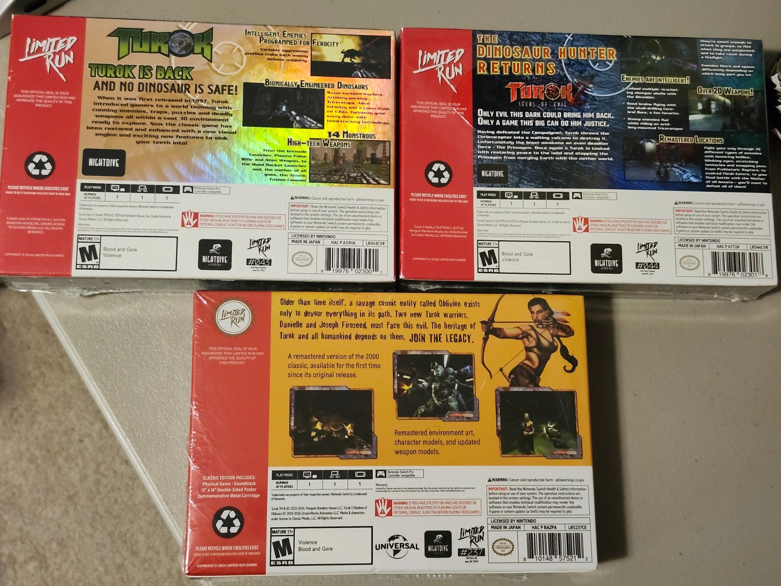 Turok 1, 2, and 3. Classic Edition Nintendo Switch Limited Run Games Brand New