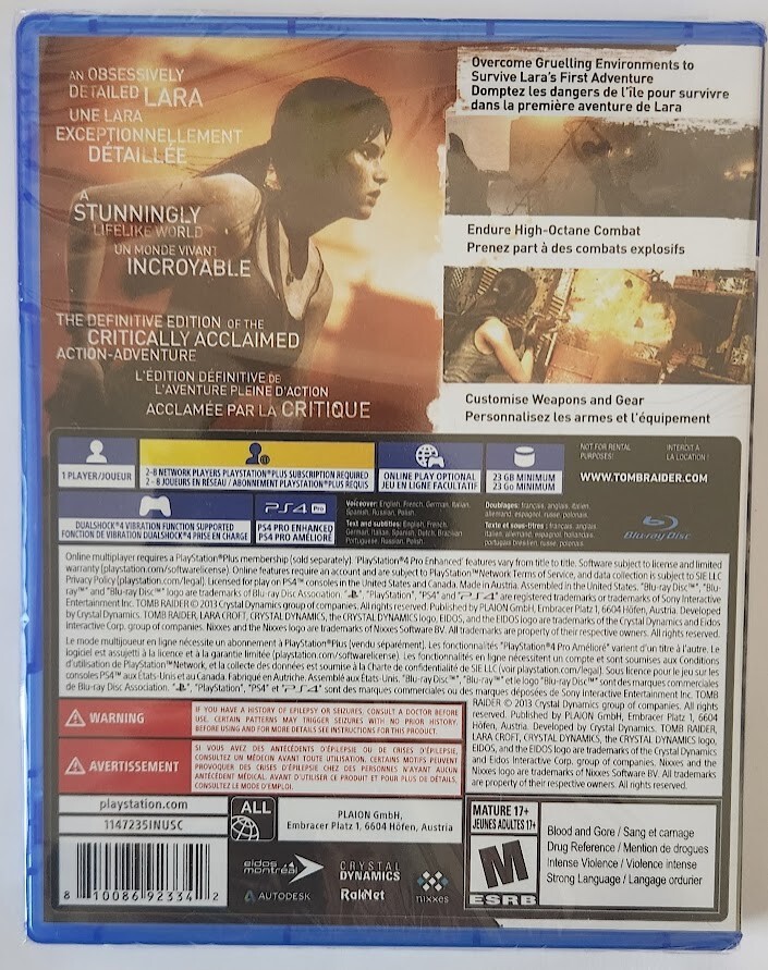 Tomb Raider Definitive Edition PS4 Brand New Game (2014 Action RPG)