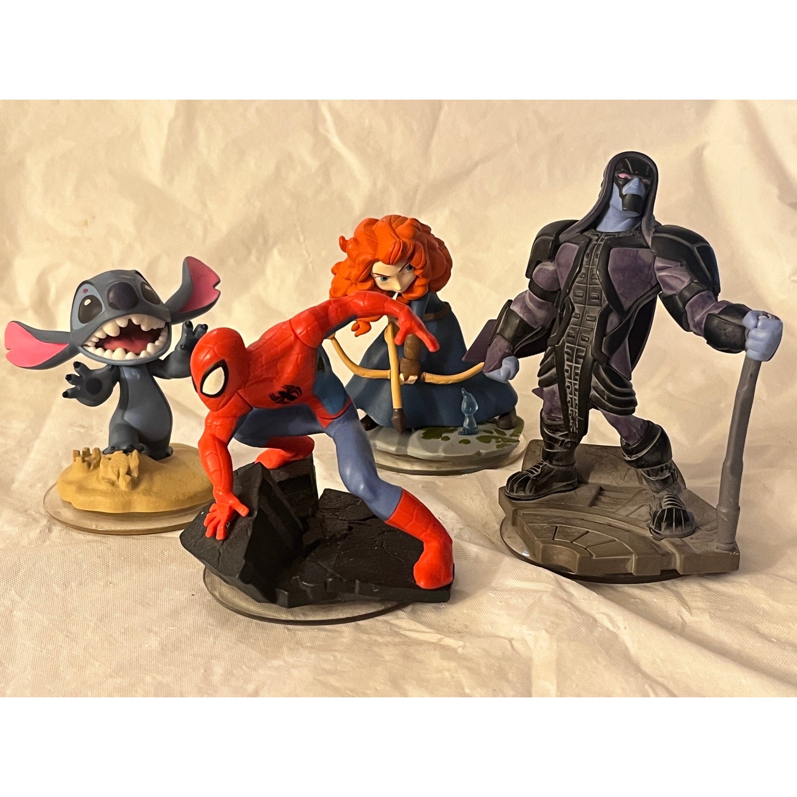Disney Infinity 2.0 Lot of 4 – Spider-Man Stitch Merida * Ronan (see condition)