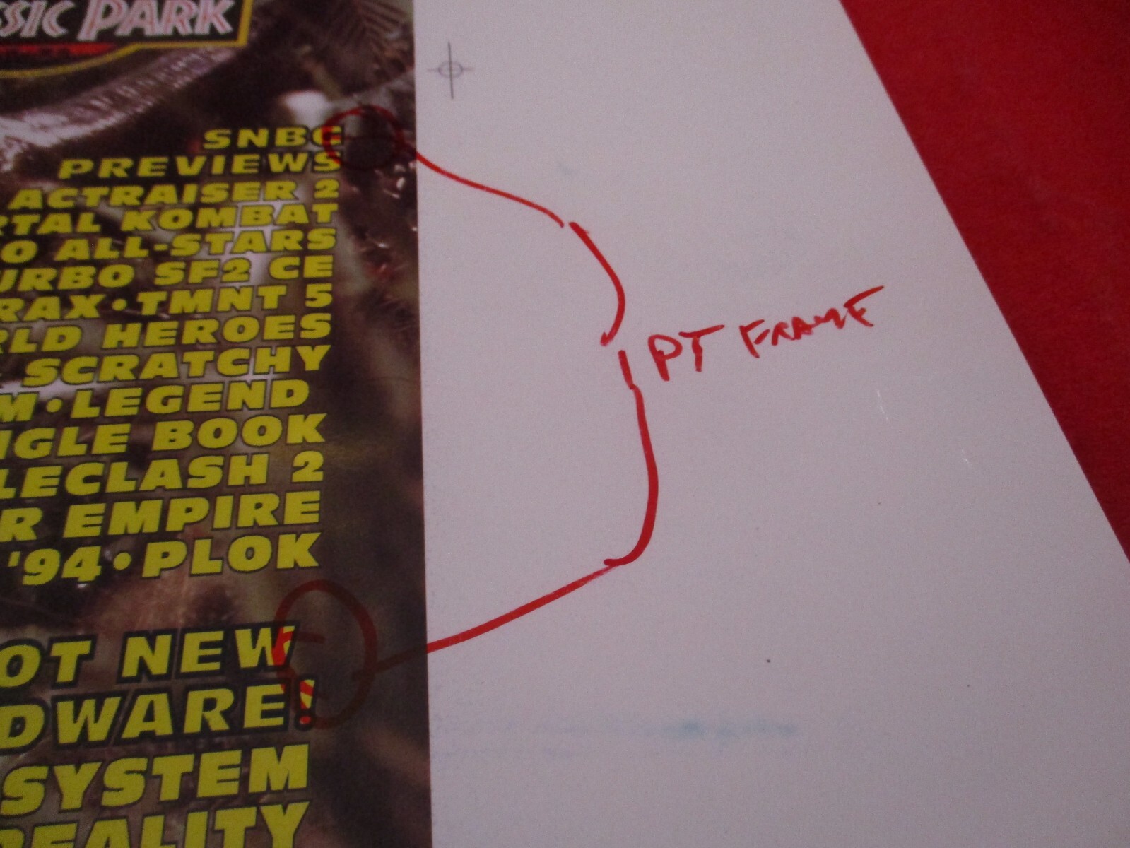 Super NES Buyer’s Guide Magazine Prototype Sheet Jurassic Park Nintendo SNES