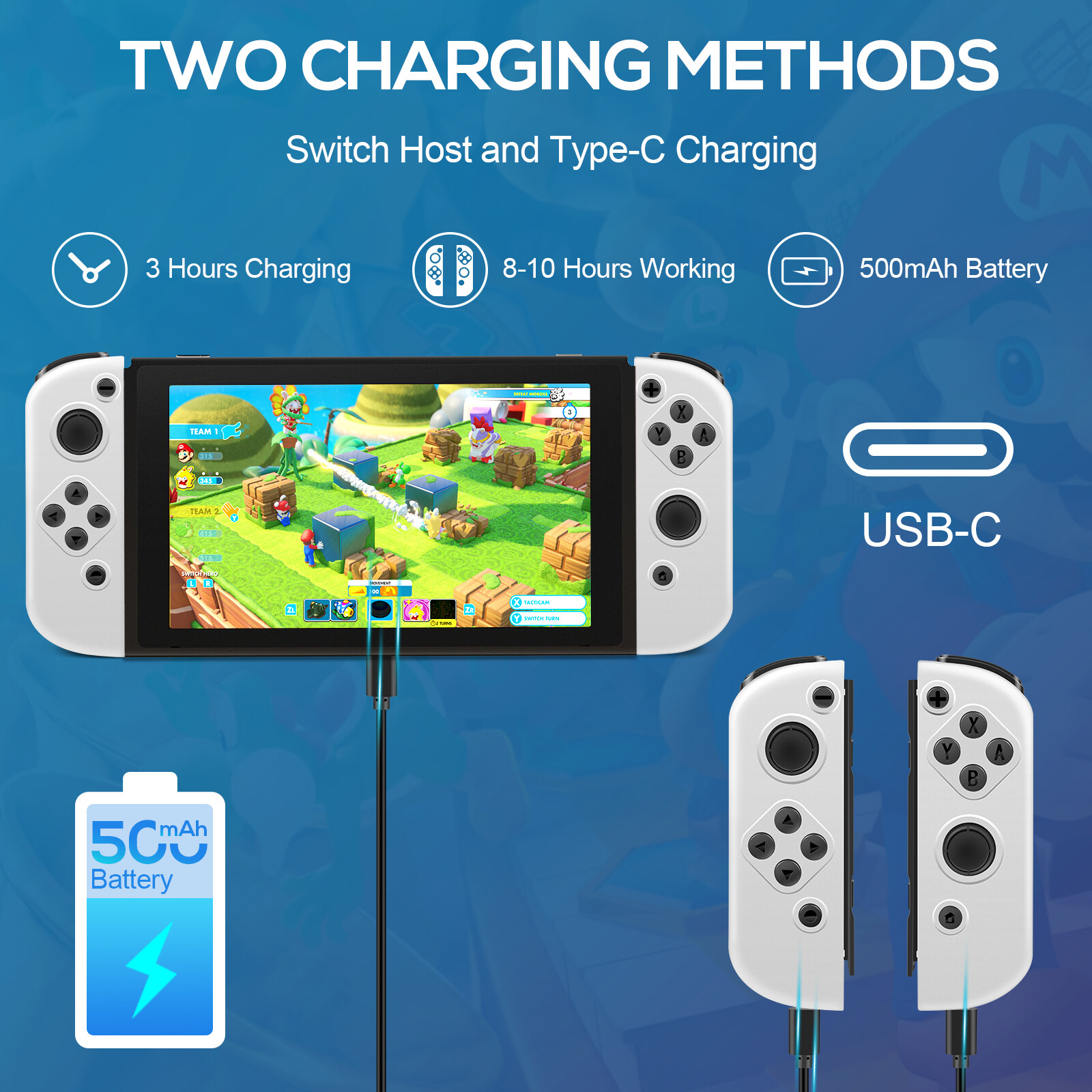 Wireless Left&Right for Nintendo Switch Joypad Controllers AC Adapter Charger US