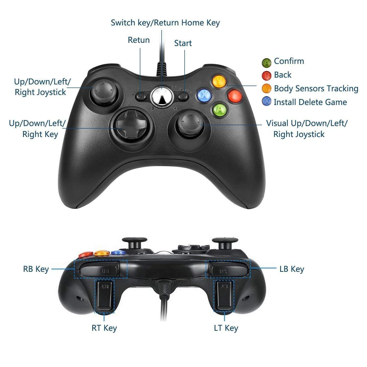 USB Wired Gamepad Controller Joystick For Xbox 360 Console PC WIN 7 8 10