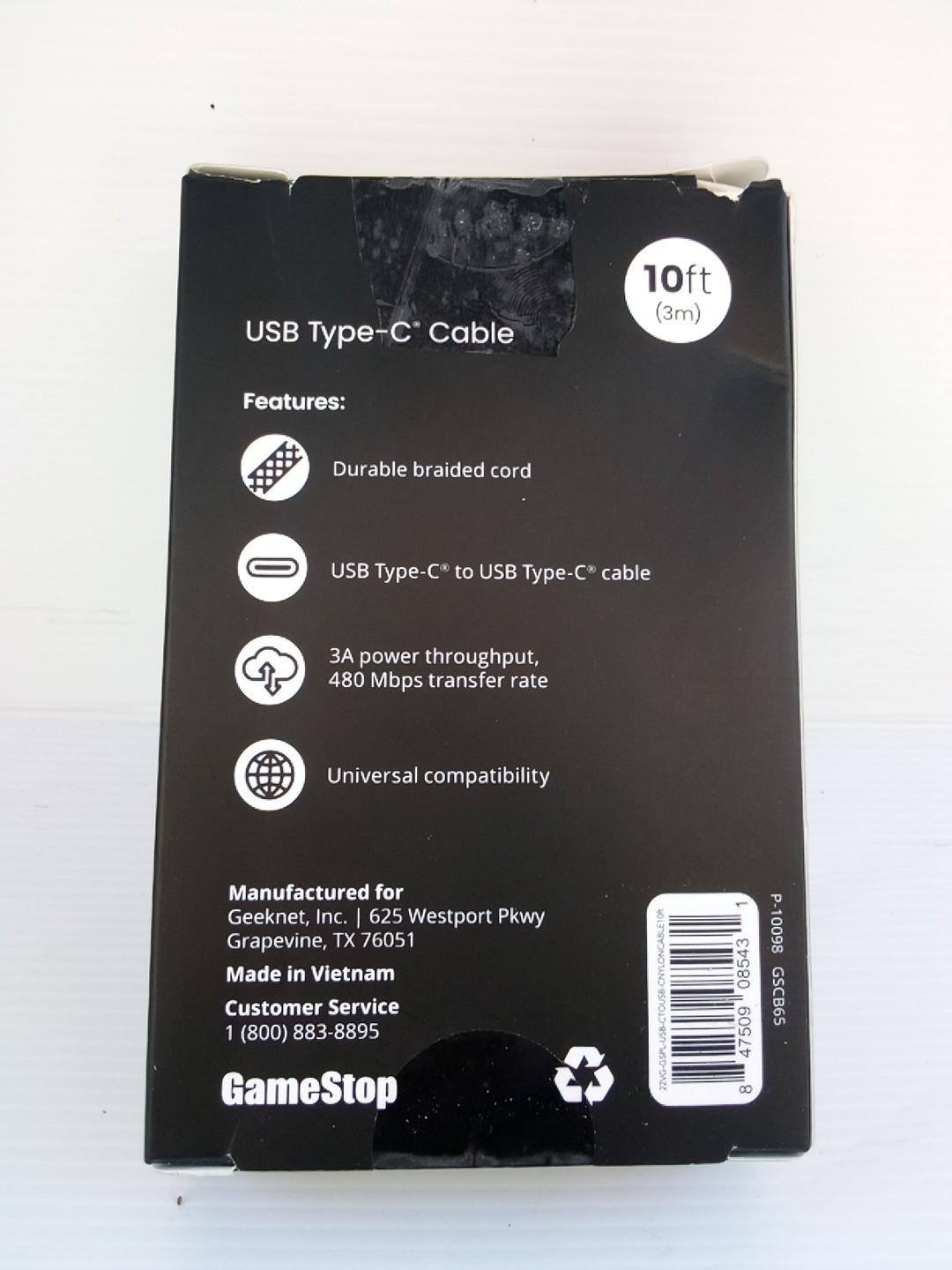 (QTY 1) GameStop Universal USB-C To USB-C 10ft Cable PS5 PS4 PC Compatible