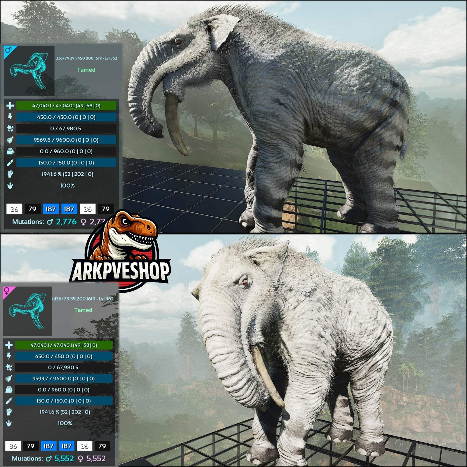 ASA PVE 🦖ARK Survival Ascended Deinotherium 1941%melee imprinted Top Stats