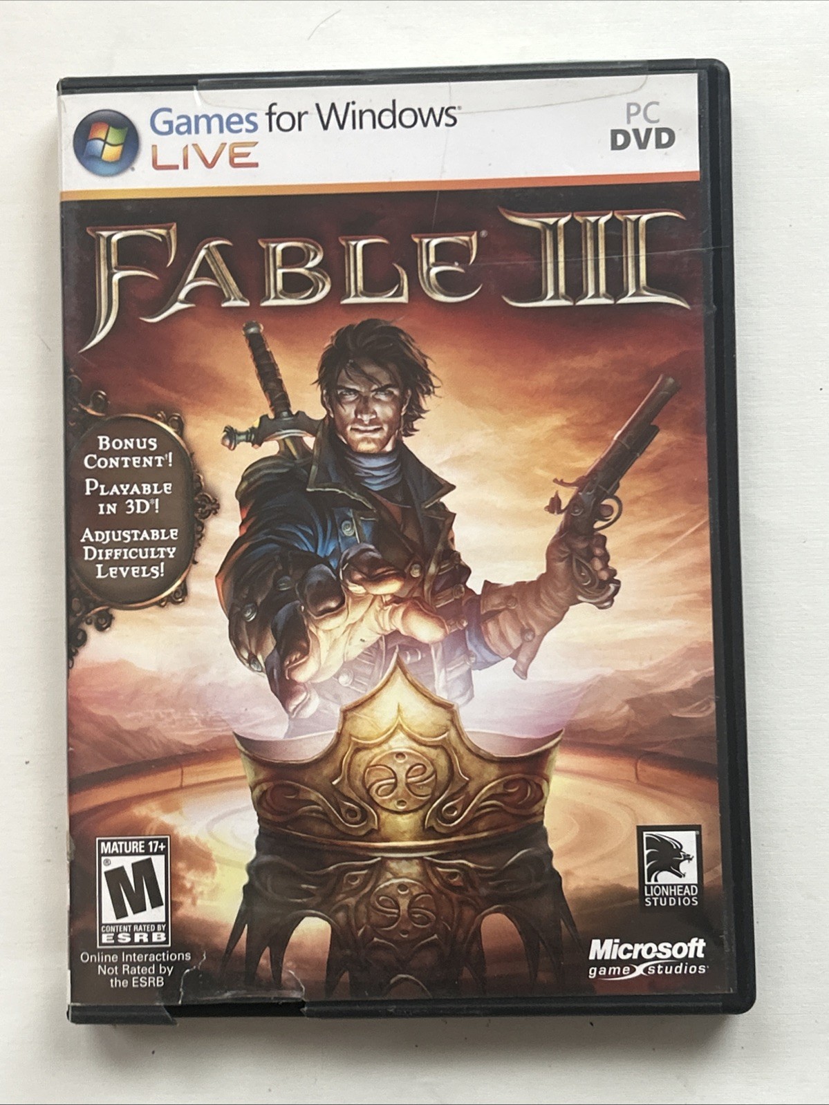 Fable III by Lionhead Studios, Microsoft Windows Live (PC DVD, 2011) Mint Disc