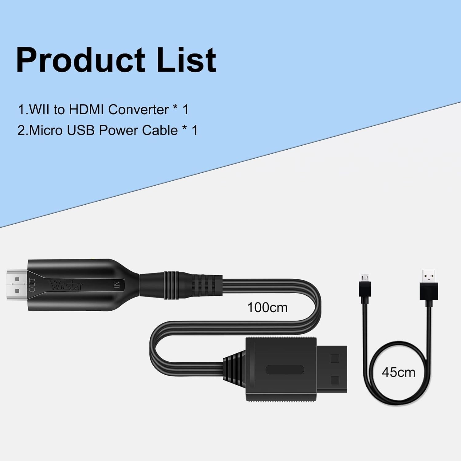 Wii to HDMI Converter Adapter Cable 1080p / 720p HD Output + USB Power for Ninte