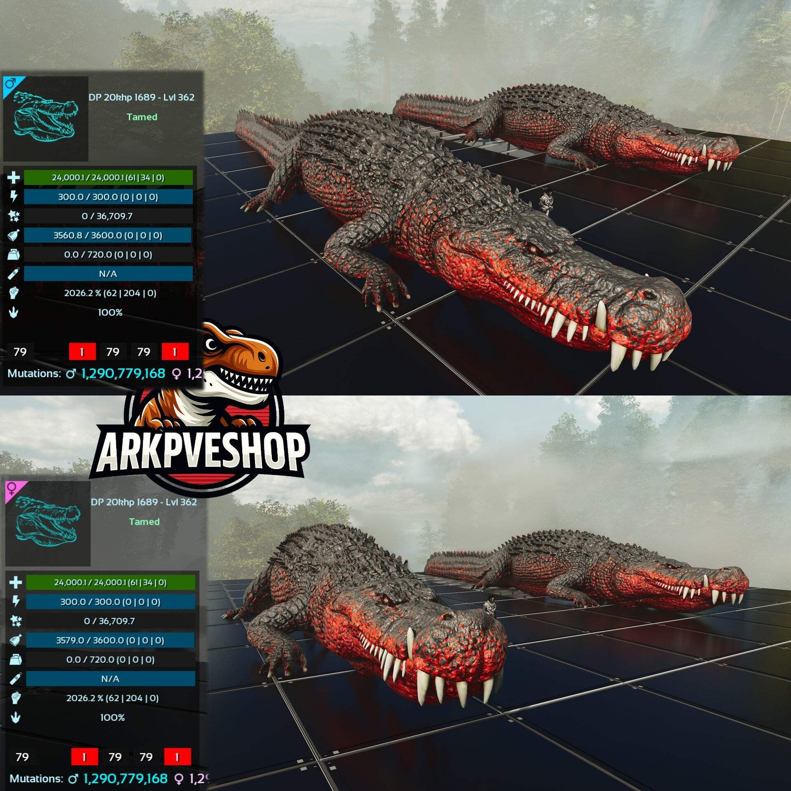 ASA PVE 🦖ARK Survival Ascended Deinosuchus Deino 2026m or 2428m Red Variant