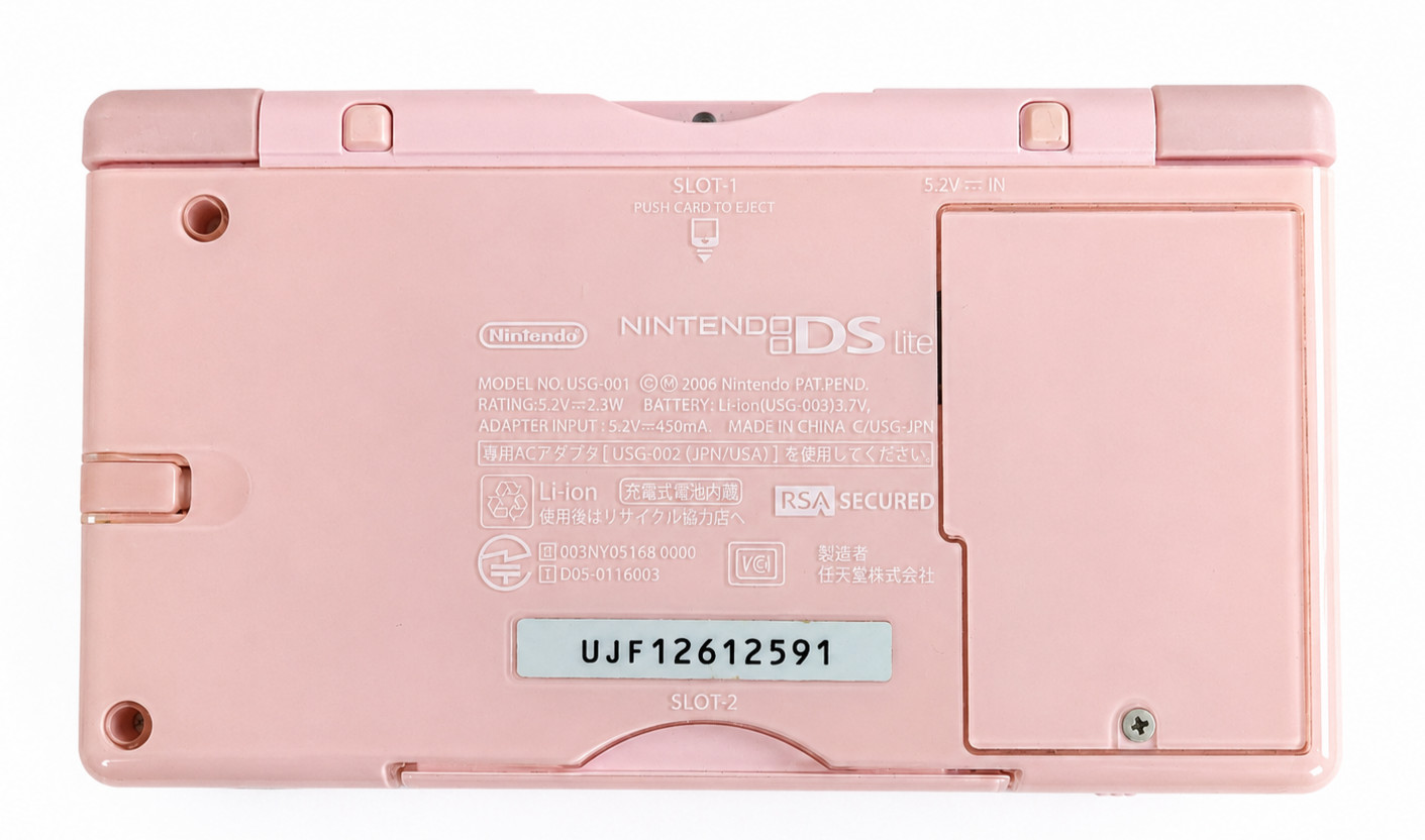 Nintendo DS Lite Noble Pink Japan Tested Working w/ AC Adapter Stylus USG-001 B2