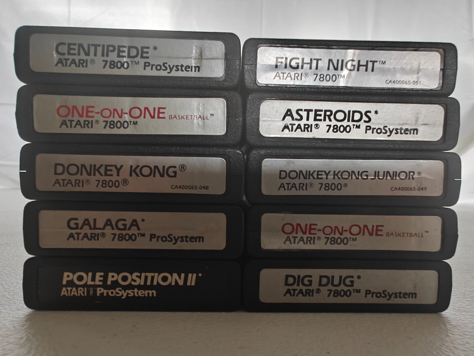 Atari 7800 ProSystem Lot of 10 Game Cartridges: Donkey Kong, Galaga, Fight Night