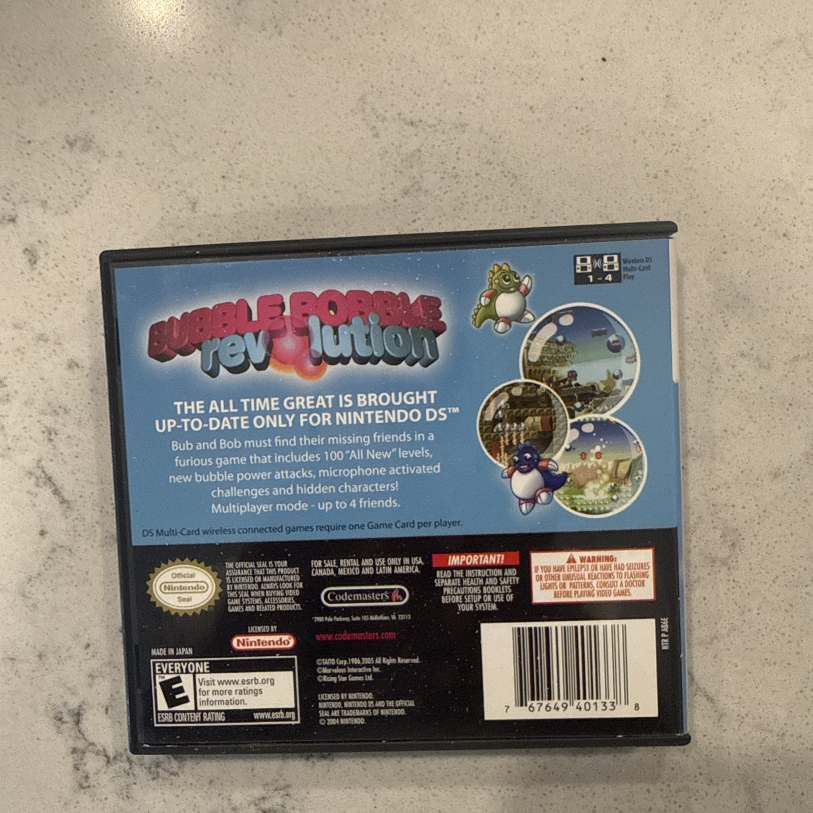 Bubble Bobble Revolution Nintendo DS Cib With Manual & Inserts Complete In Box