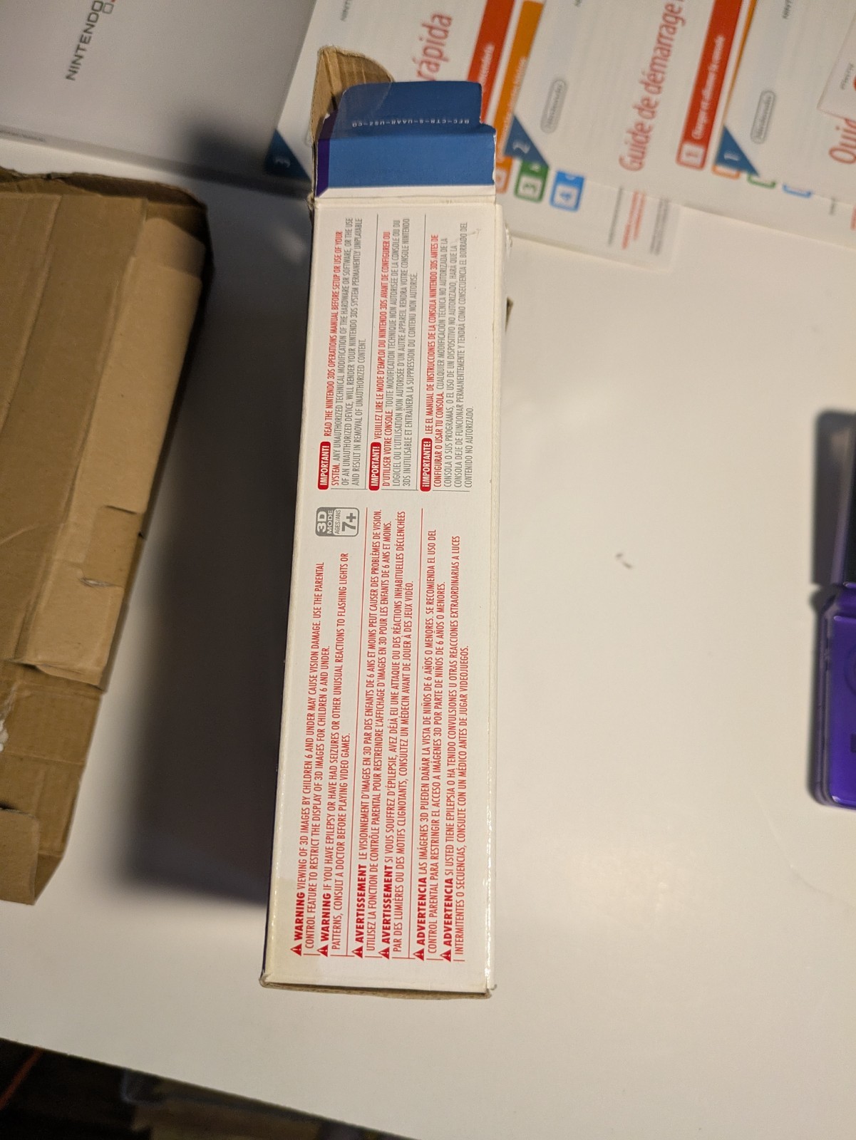 Nintendo 3DS Midnight Purple System in Box No Charger* Mario 2 Included*Used*