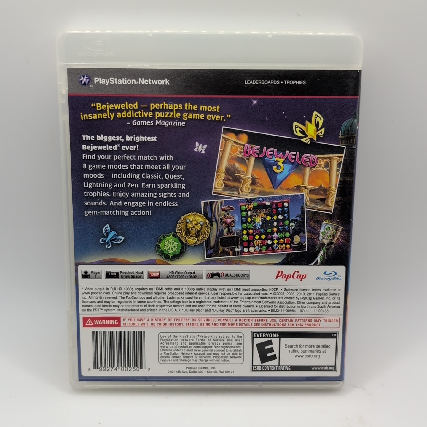 Bejeweled 3 (PlayStation 3 PS3) – TESTED AND WORKING, No Manual