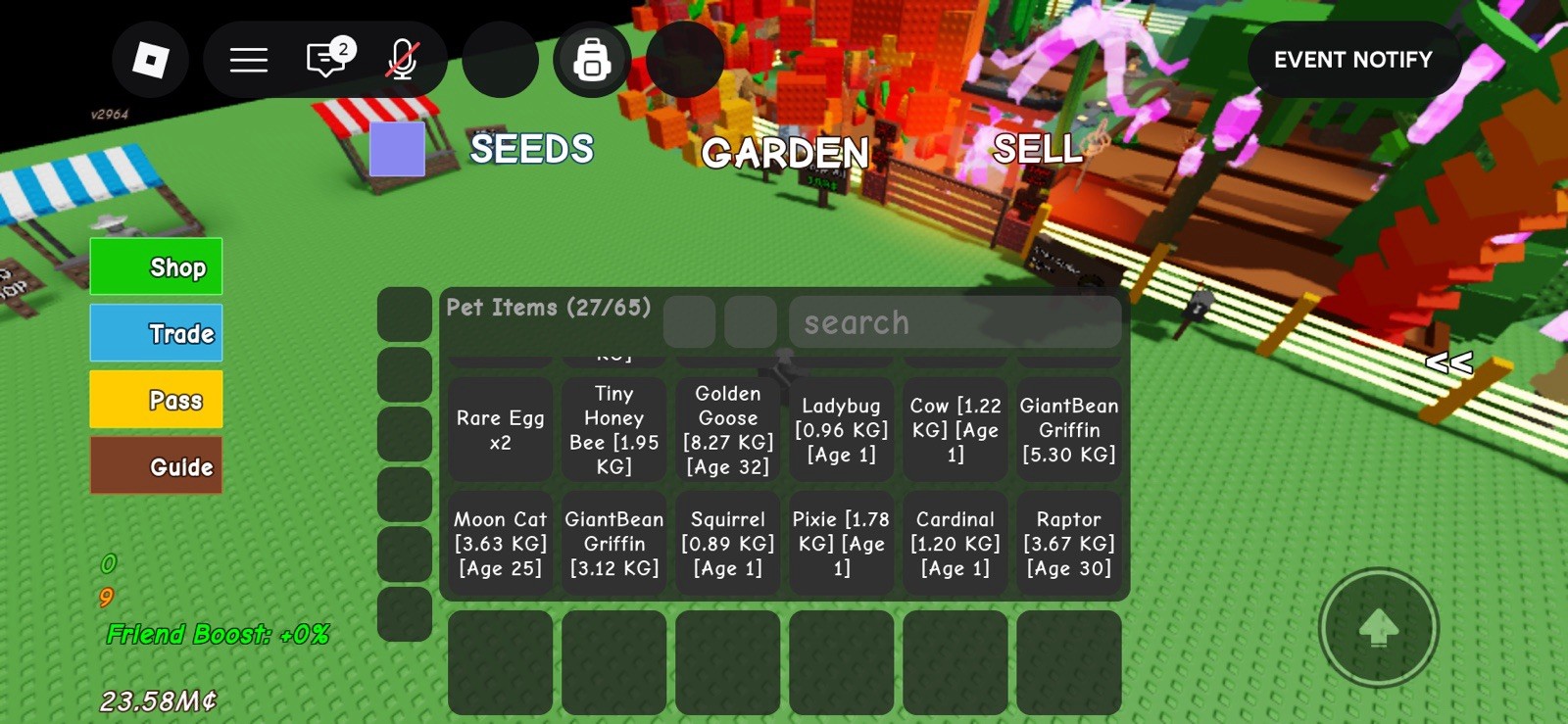 In-Game Pet Items Inventory (ALL PETS INCLUDED)