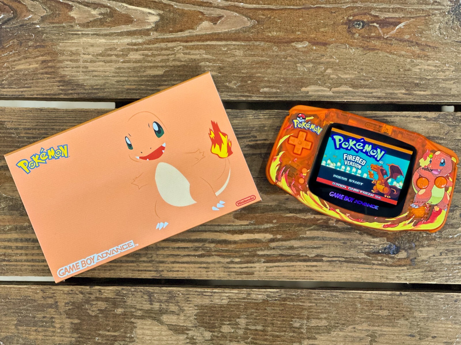 Nintendo Game Boy Advance GBA 3.0 M2 IPS UV Pokemon CHARMANDER USB-C Battery