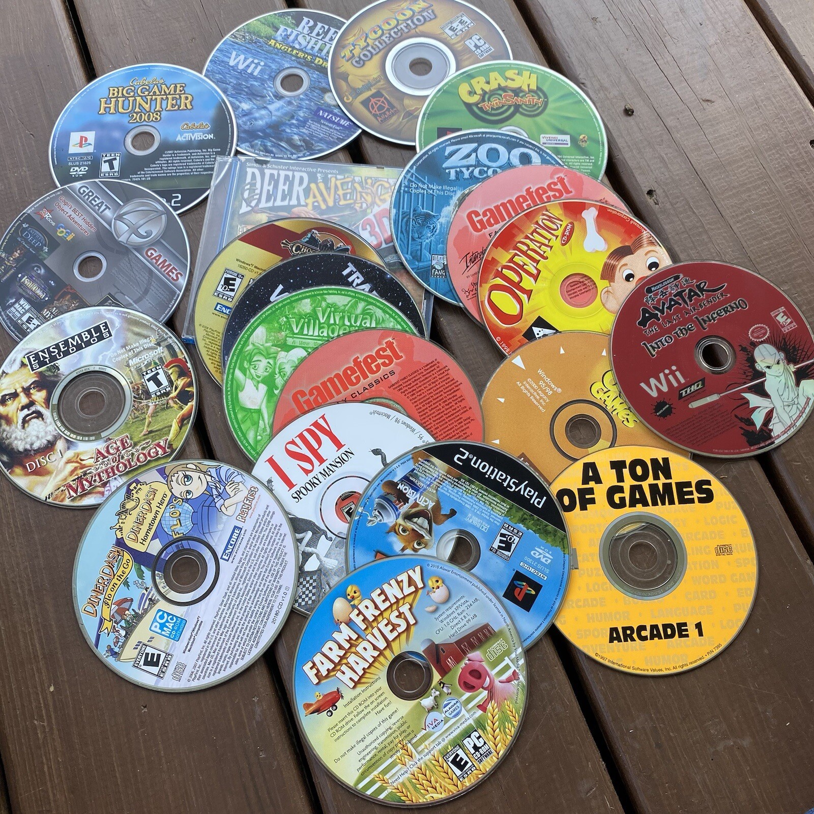 Lot of 21 Assorted Vintage PC Video Games CD PS2 Discs Only *Many Have Scratches