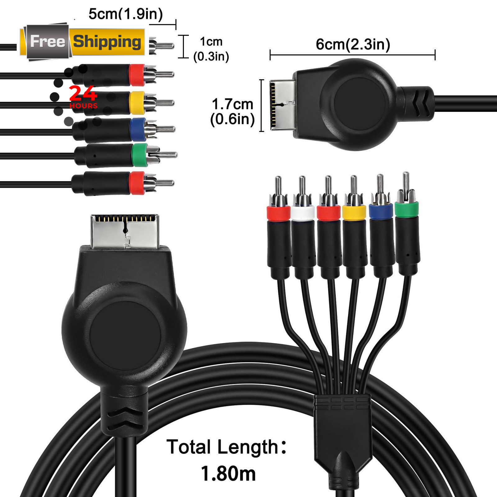 MEIRIYFA PS3 PS2 Component AV Cable,HD Audio Video Cable 5RCA YPbPr Red,White