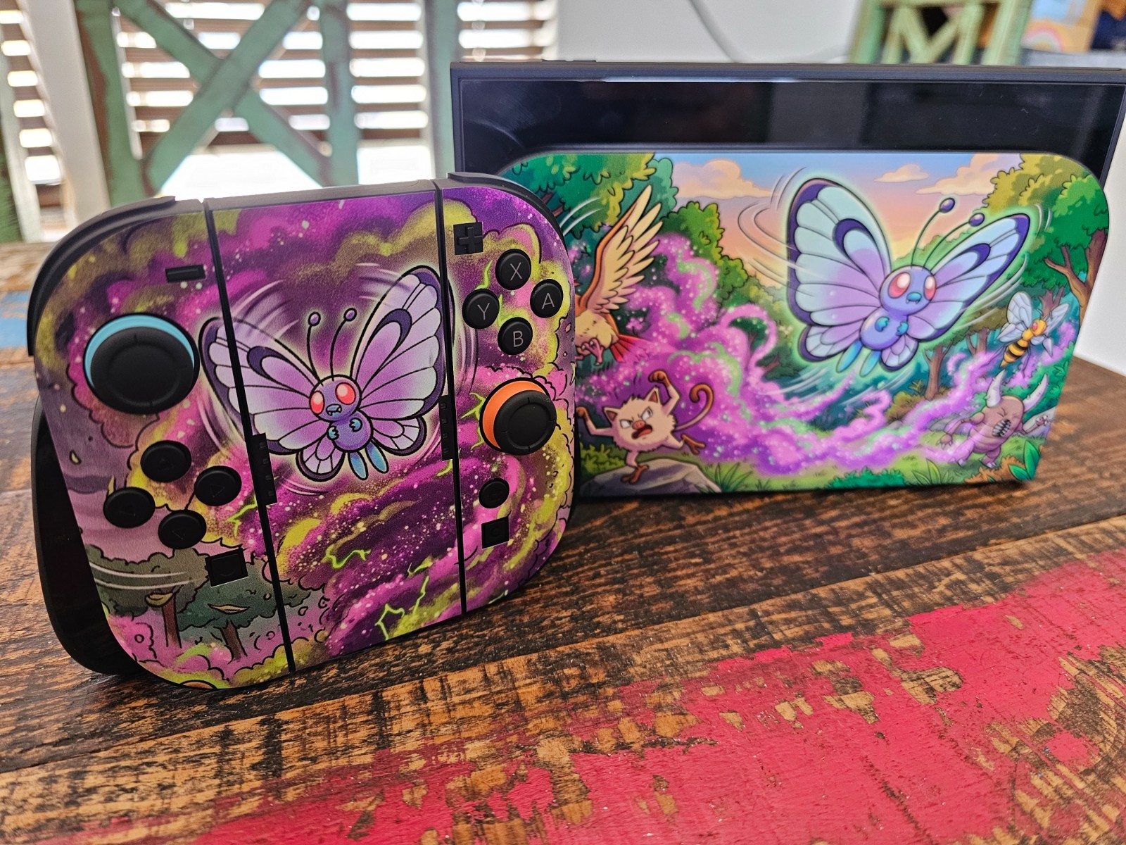 Skin Vinyl Decal “Butterfree” For Nintendo Switch 1 or 2 Gamer Console_Pokemon