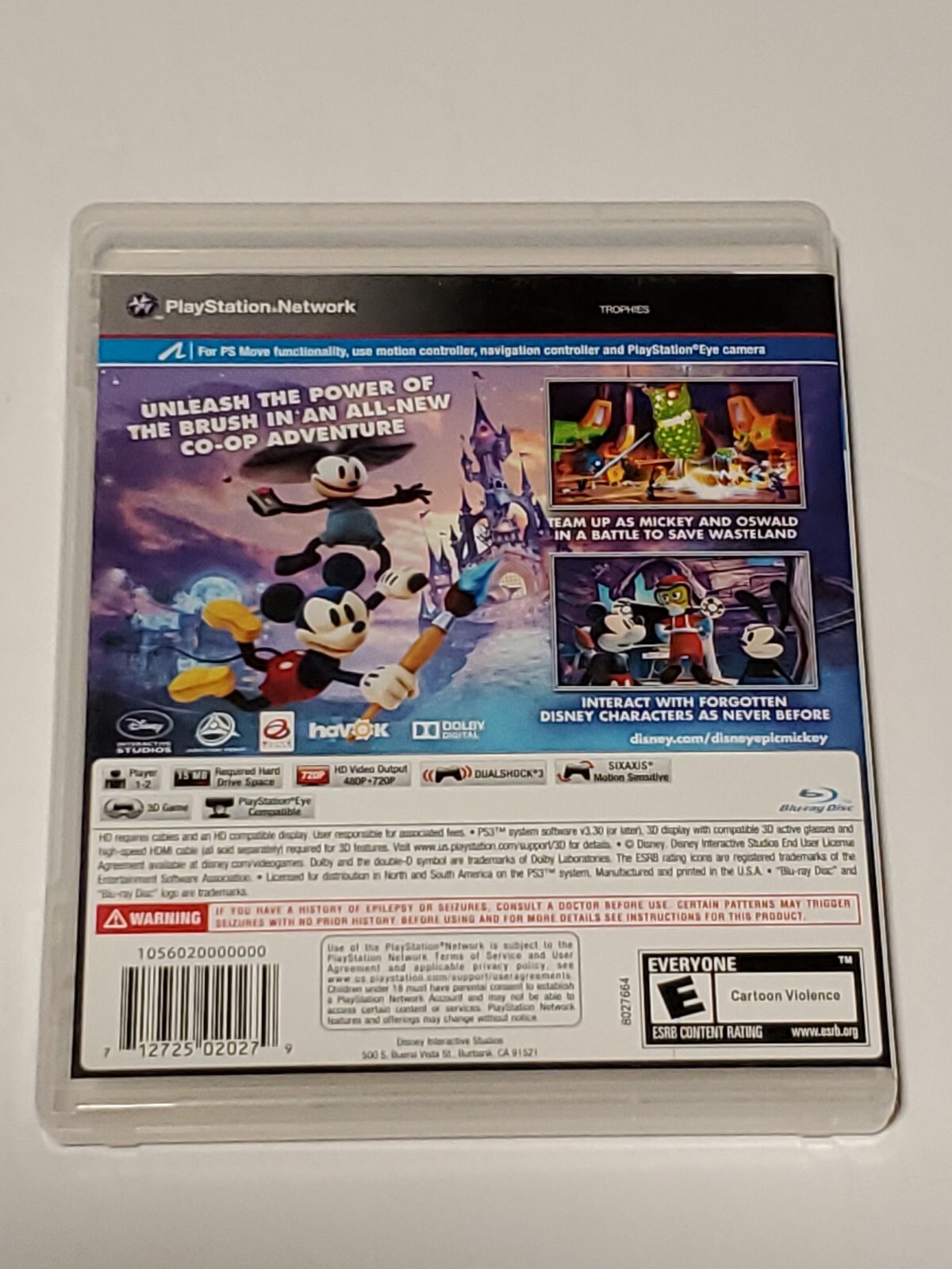 Disney Epic Mickey 2: The Power of Two Sony PlayStation 3, 2012 No Manual