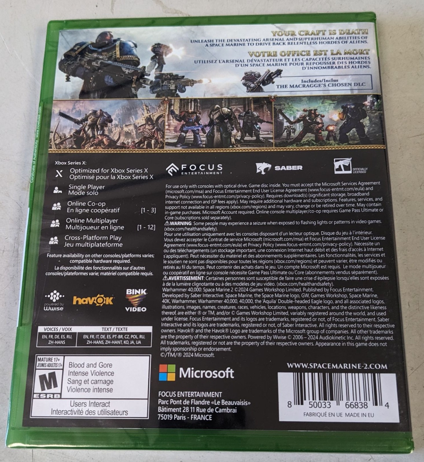 Warhammer 40,000: Space Marine 2 – Xbox X / Alternative Art – NEW FREE US SHIP