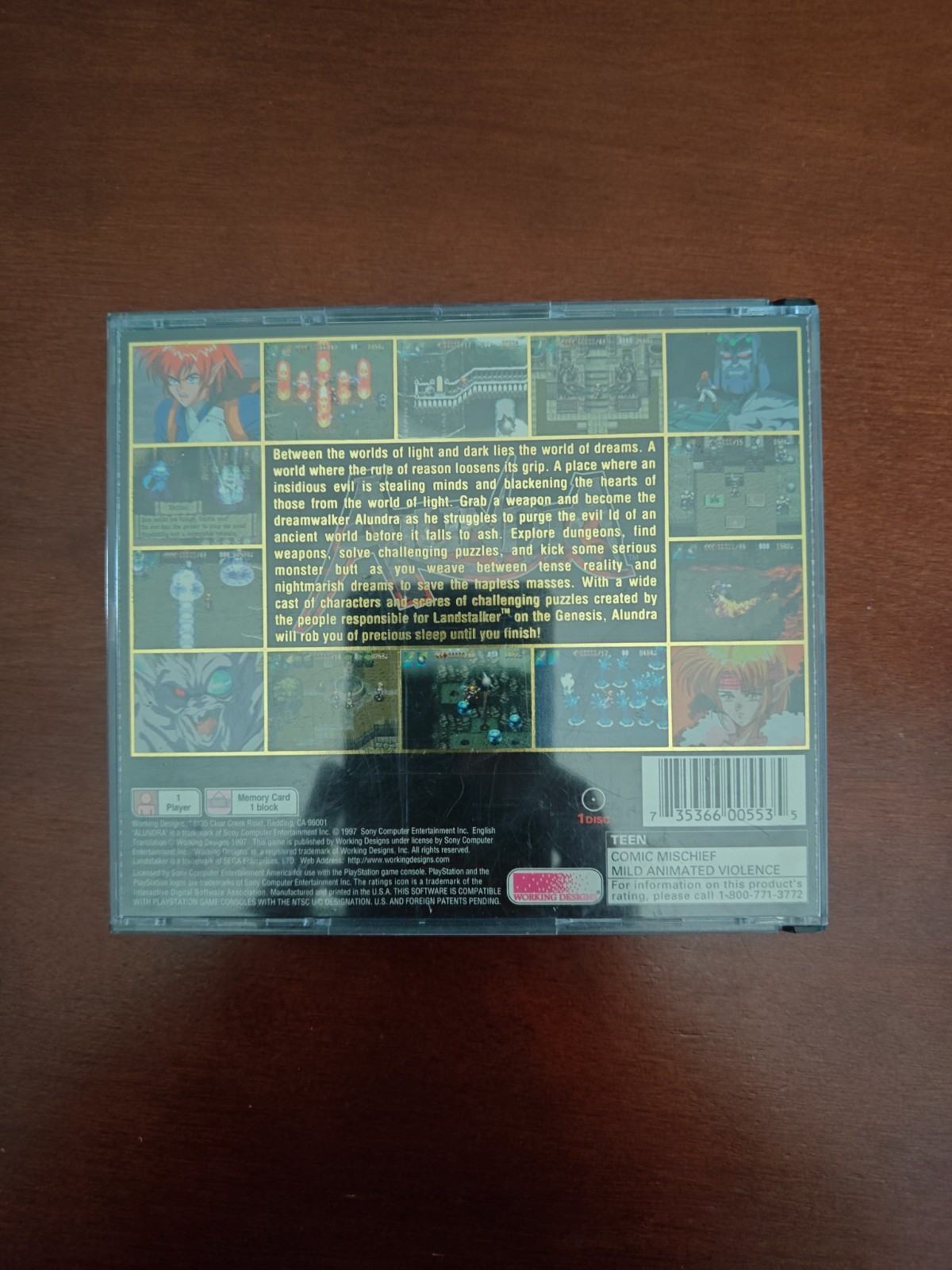 Alundra (Sony PlayStation 1, 1997) with manual no map