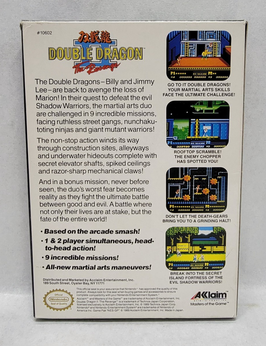 DOUBLE DRAGON II The Revenge – Nintendo NES – Game, Box, Sleeve, Poster & Foam
