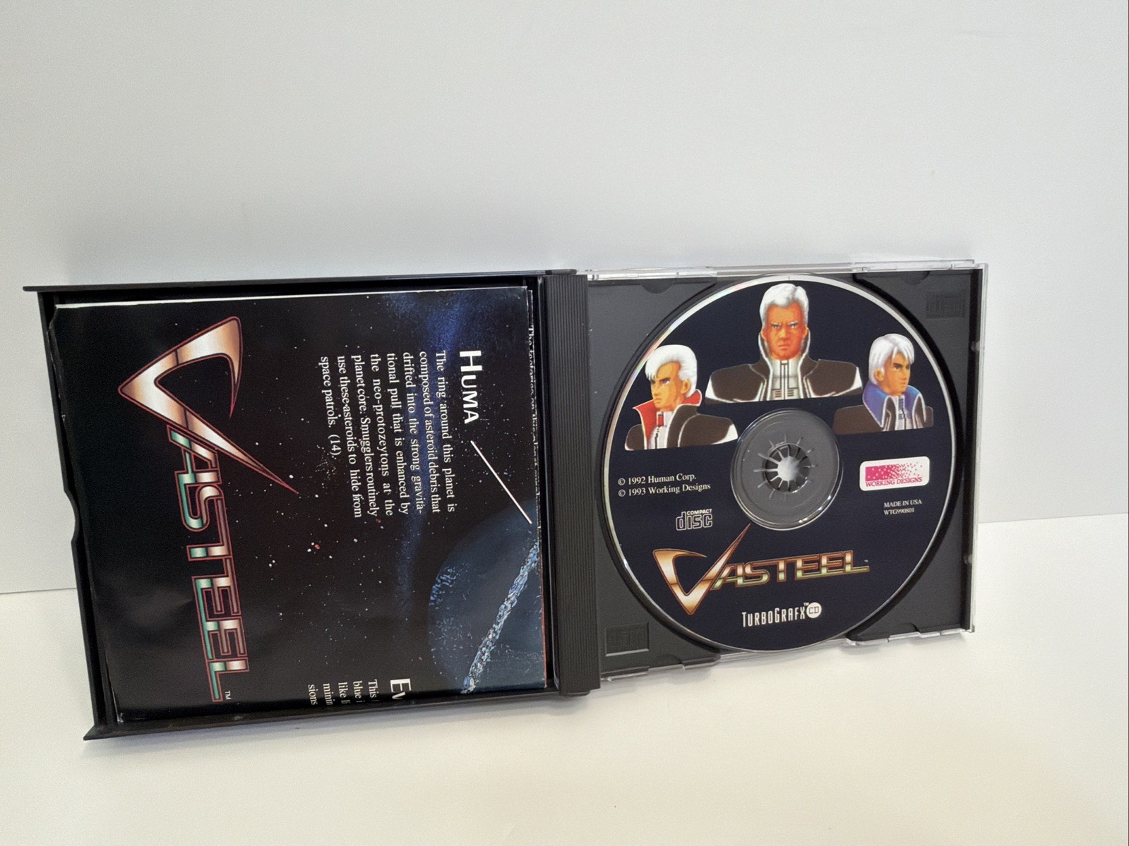 Vasteel TurboGrafx-16 CD PC Engine Tested Complete CIB W/ Map Poster MINT Disc