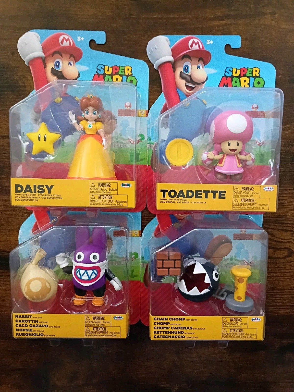 4″ Super Mario 4-PACK World of Nintendo Daisy Toadette Nabbit Chain Chomp Lot