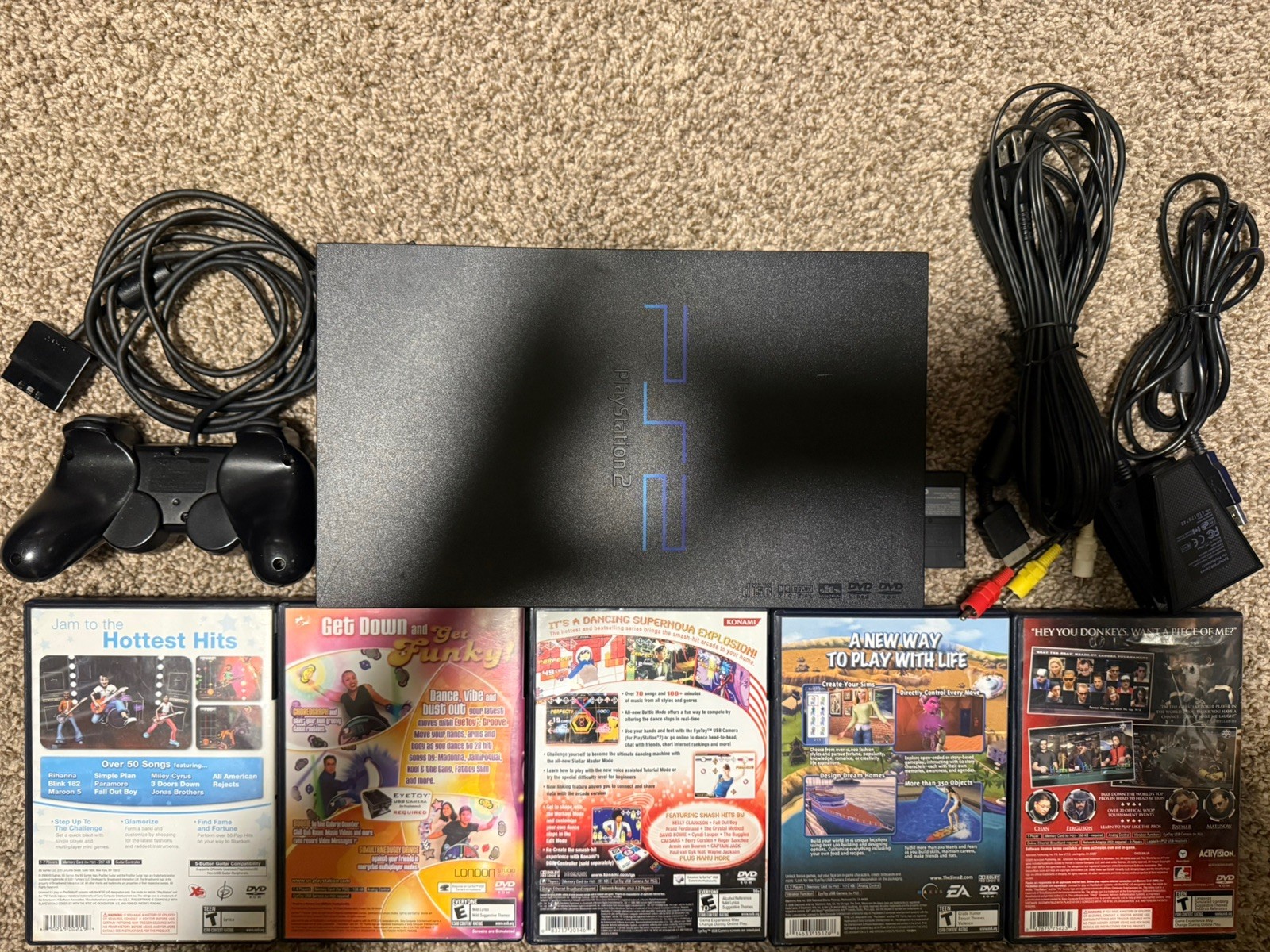 Sony PlayStation 2 PS2 Fat Game Console Bundle Great Condition Tested Clean