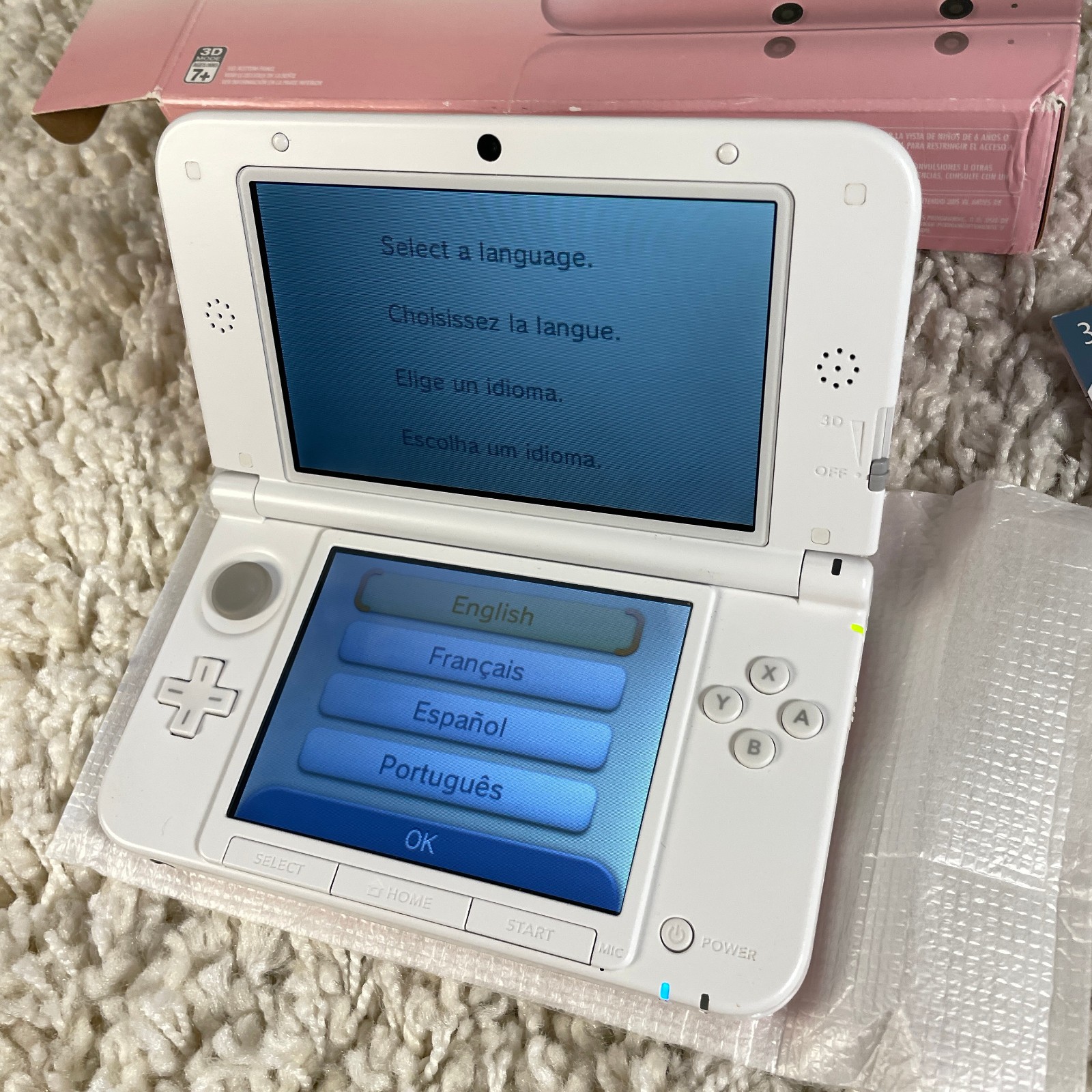 Nintendo 3DS XL Pink White Handheld System Console SPR-001 Complete in Box CIB