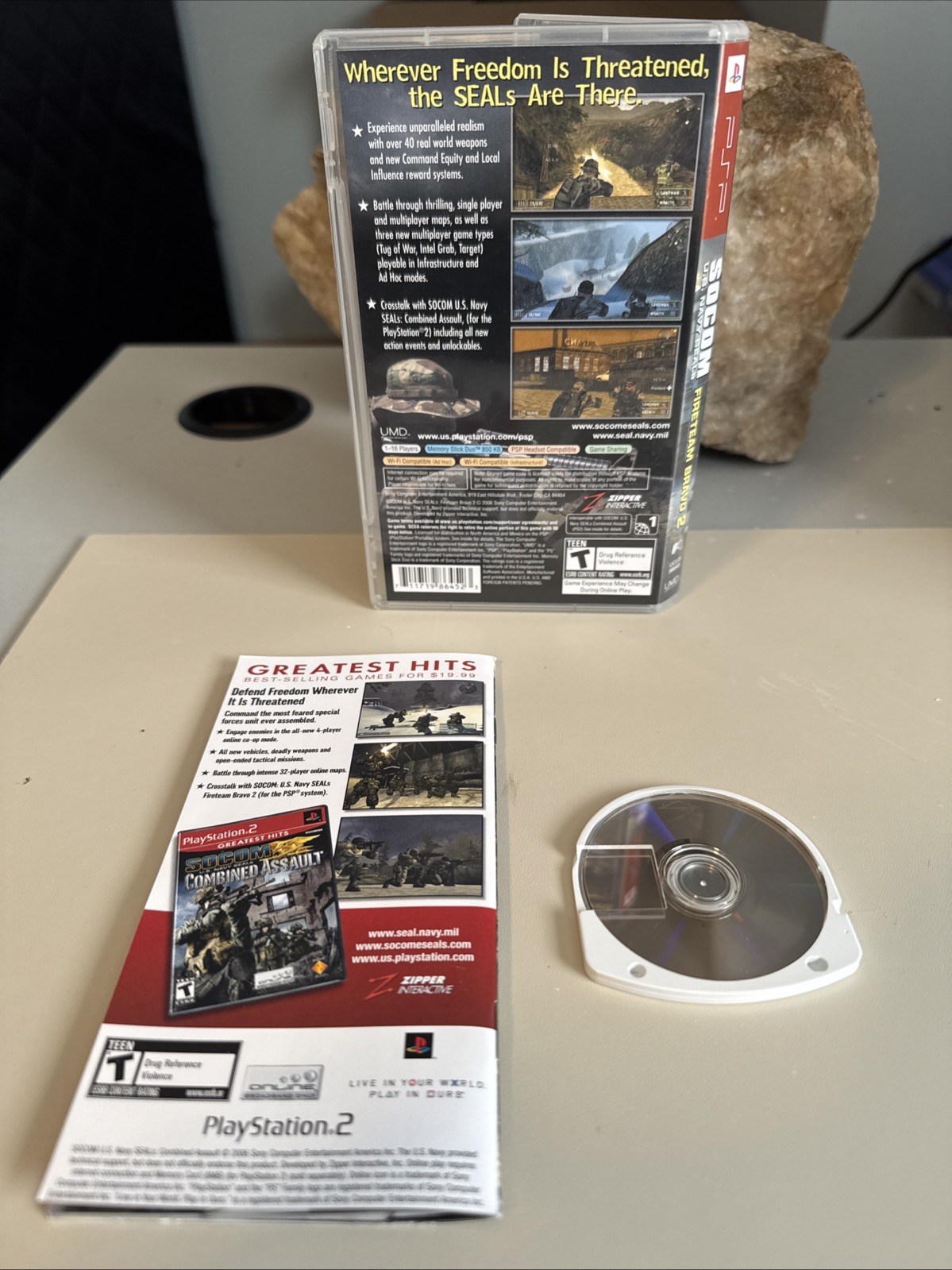 SOCOM US Navy Seals Fireteam Bravo 2 Sony PSP GH. Tested. CIB. Clean Throughout!