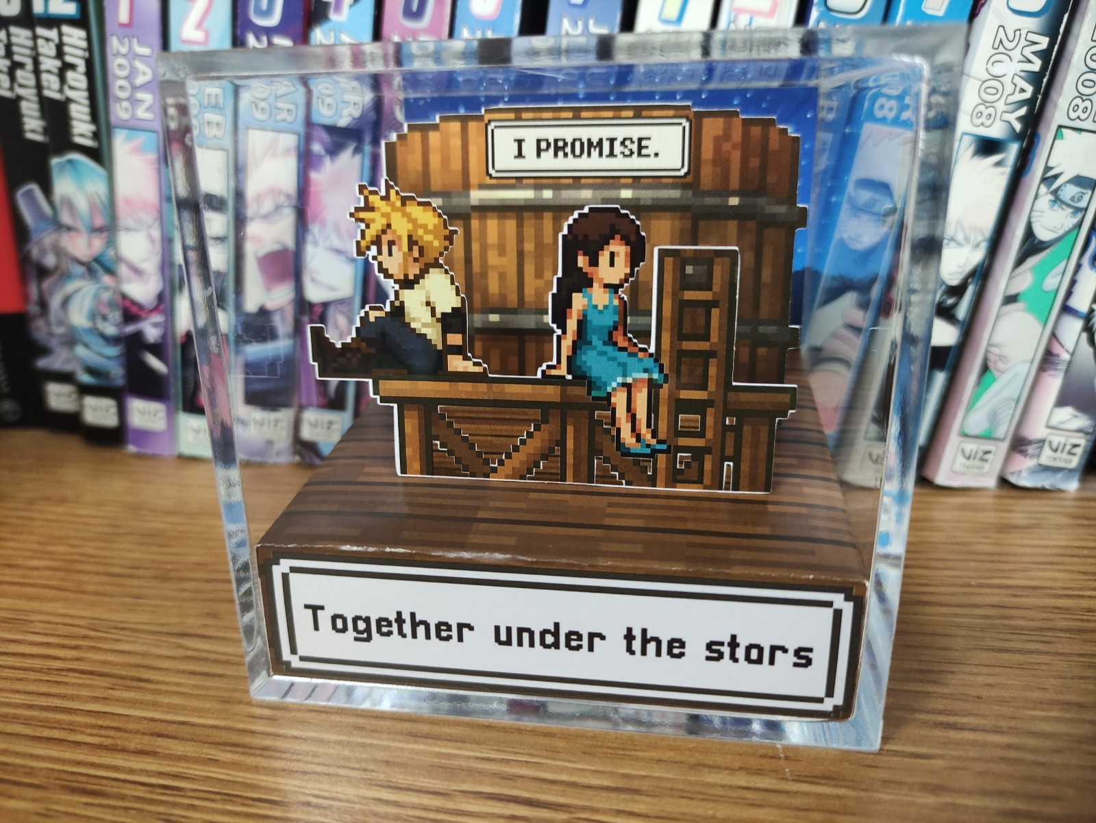 Final Fantasy Cloud Tifa Promise Diorama Cube – Water Tower Scene, Handmade Art