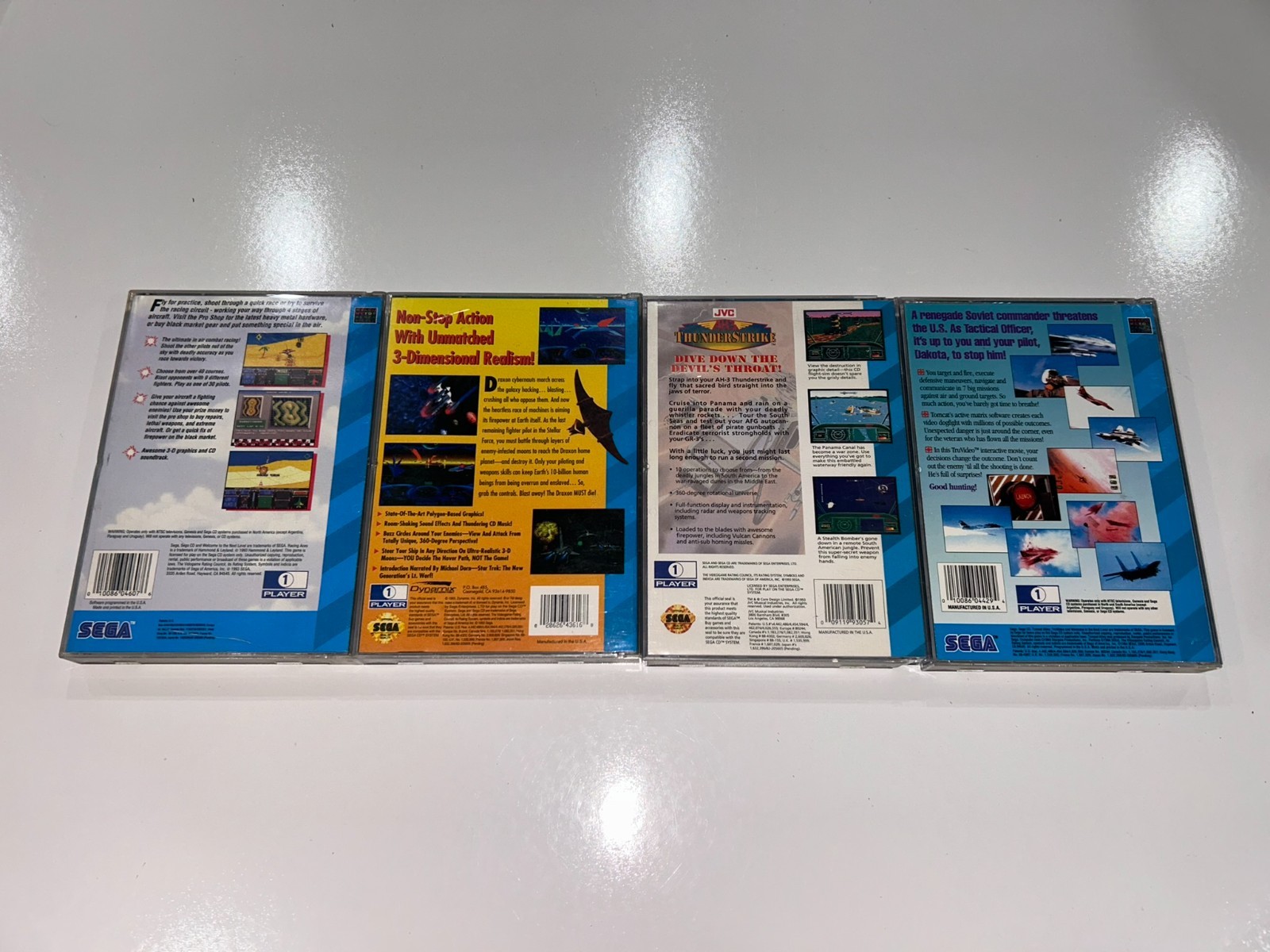 4 Sega CD Games (Racing Aces, Stellar-Fire, ThunderStrike, Tomcat Alley) Lot 8