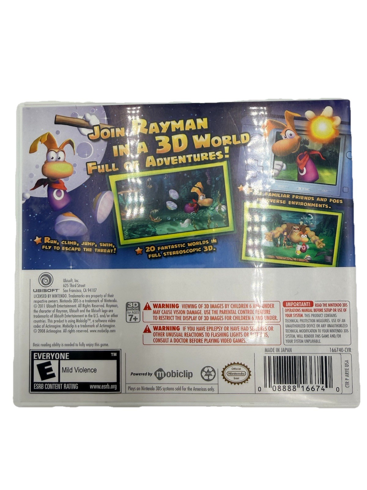 Rayman 3D Nintendo 3DS 2011 Complete with Manual GOOD CONDITION