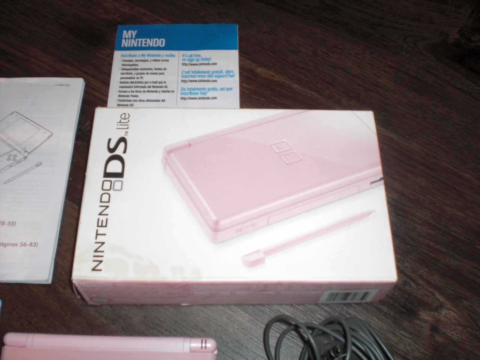 Nintendo DS Lite Coral Pink Console System COMPLETE CIB Box MATCHING SERIAL TEST