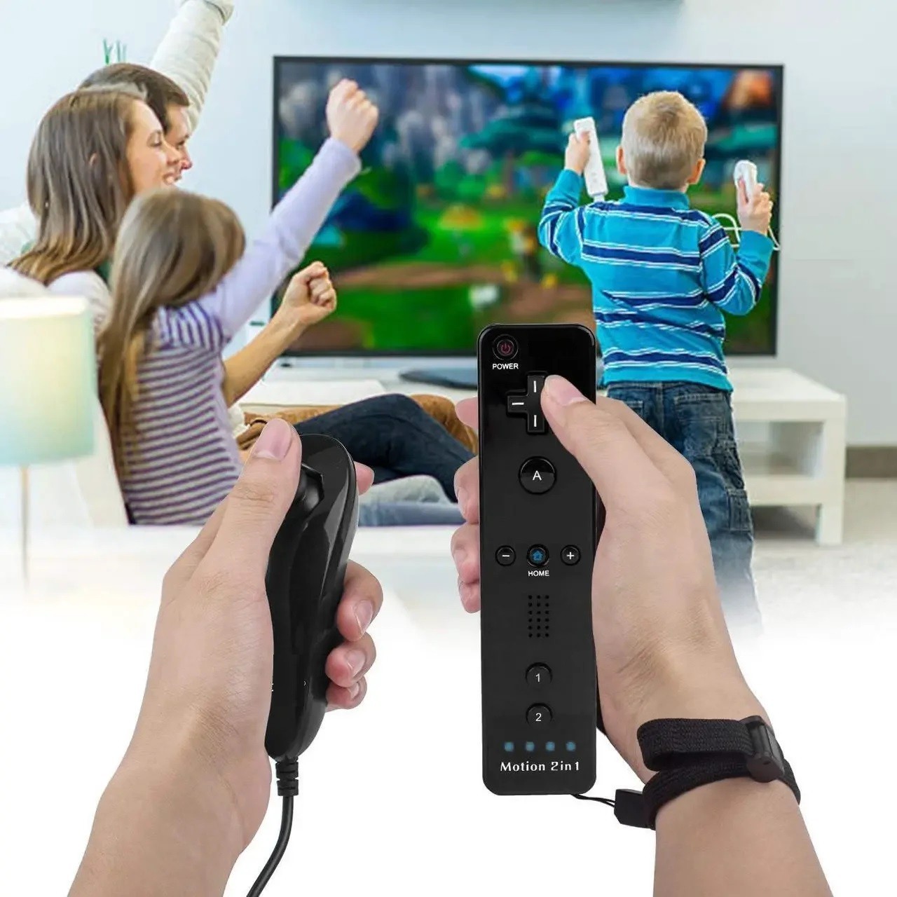 2Pack Built-in Motion Plus Wii Remote & Nunchuck Controller for Wii U Console